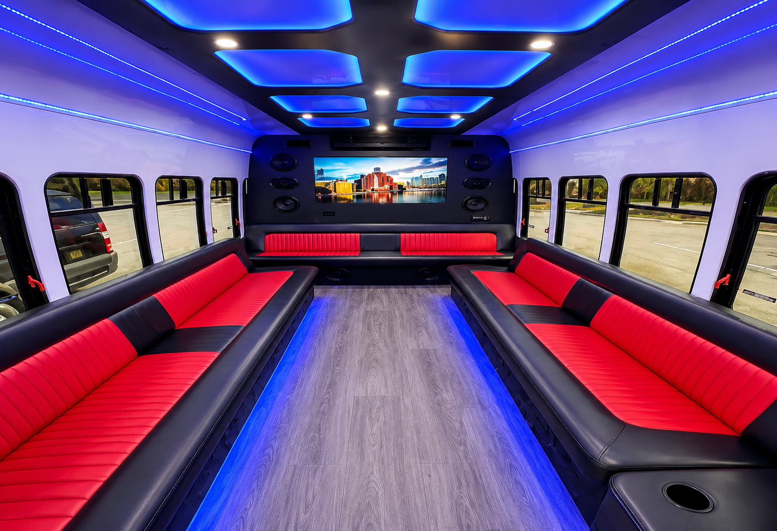 Interior of 16 passenger party bus