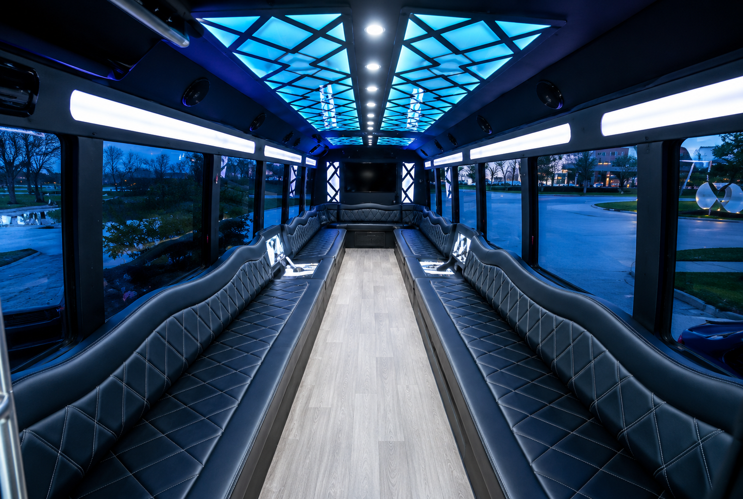 Interior of 20 passenger party bus