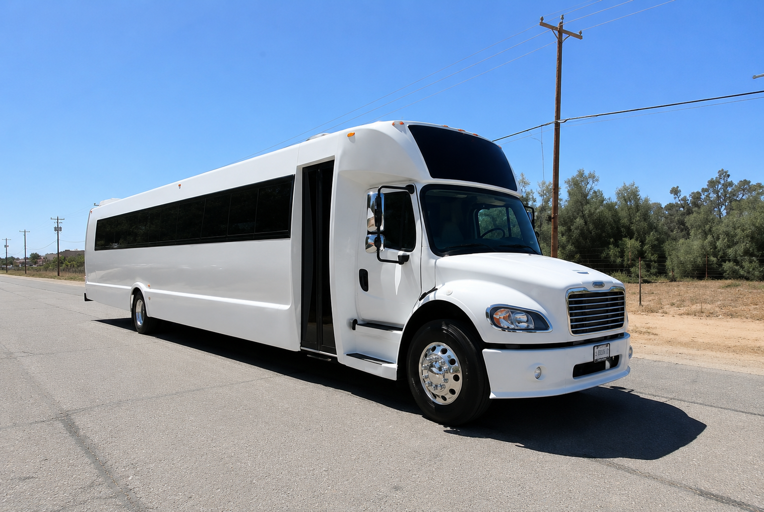Exterior of 30 passenger party bus for large group transportation