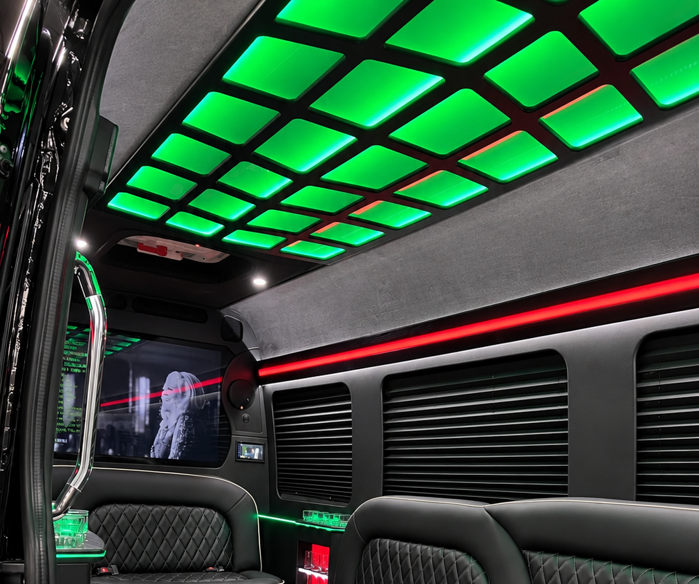 White Sprinter limo interior view 2