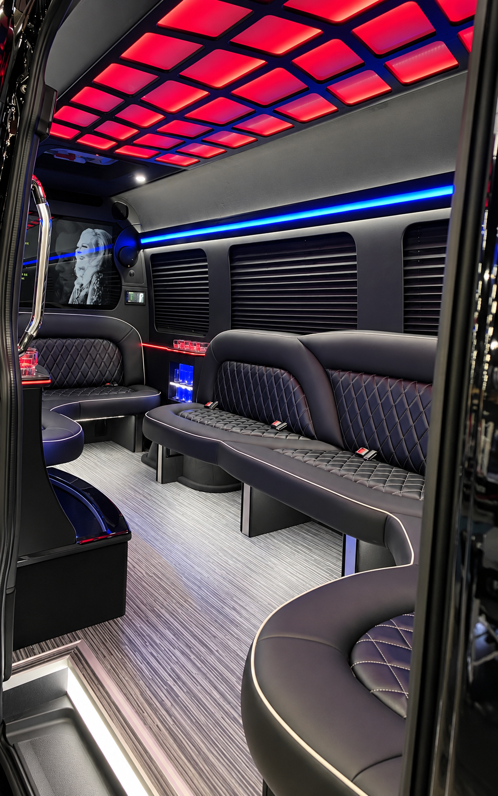 White Sprinter limo interior view 3